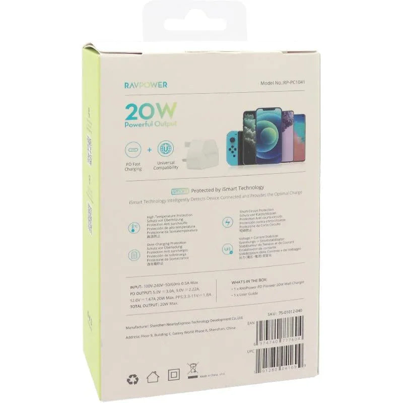 RAVPower PD 20W Charger - White - Tashqila RAVPower PD 20W Charger - White - Tashqila